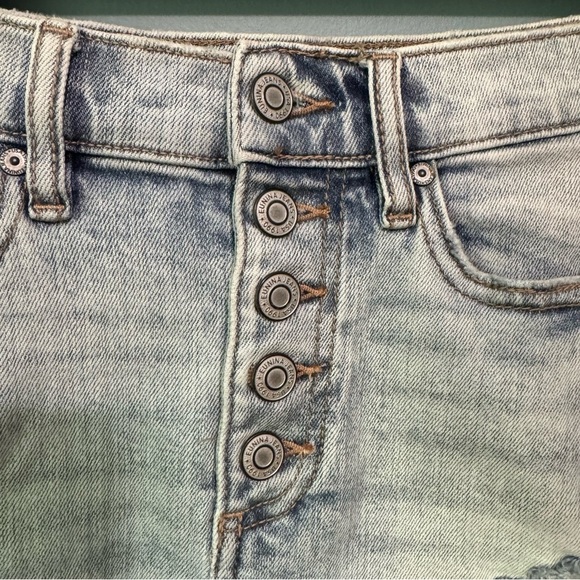✨3/$20✨ Eunina Light Wash Blue Alexis High Rise Mini Jean Skirt. Button Fly. XS - Picture 5 of 11